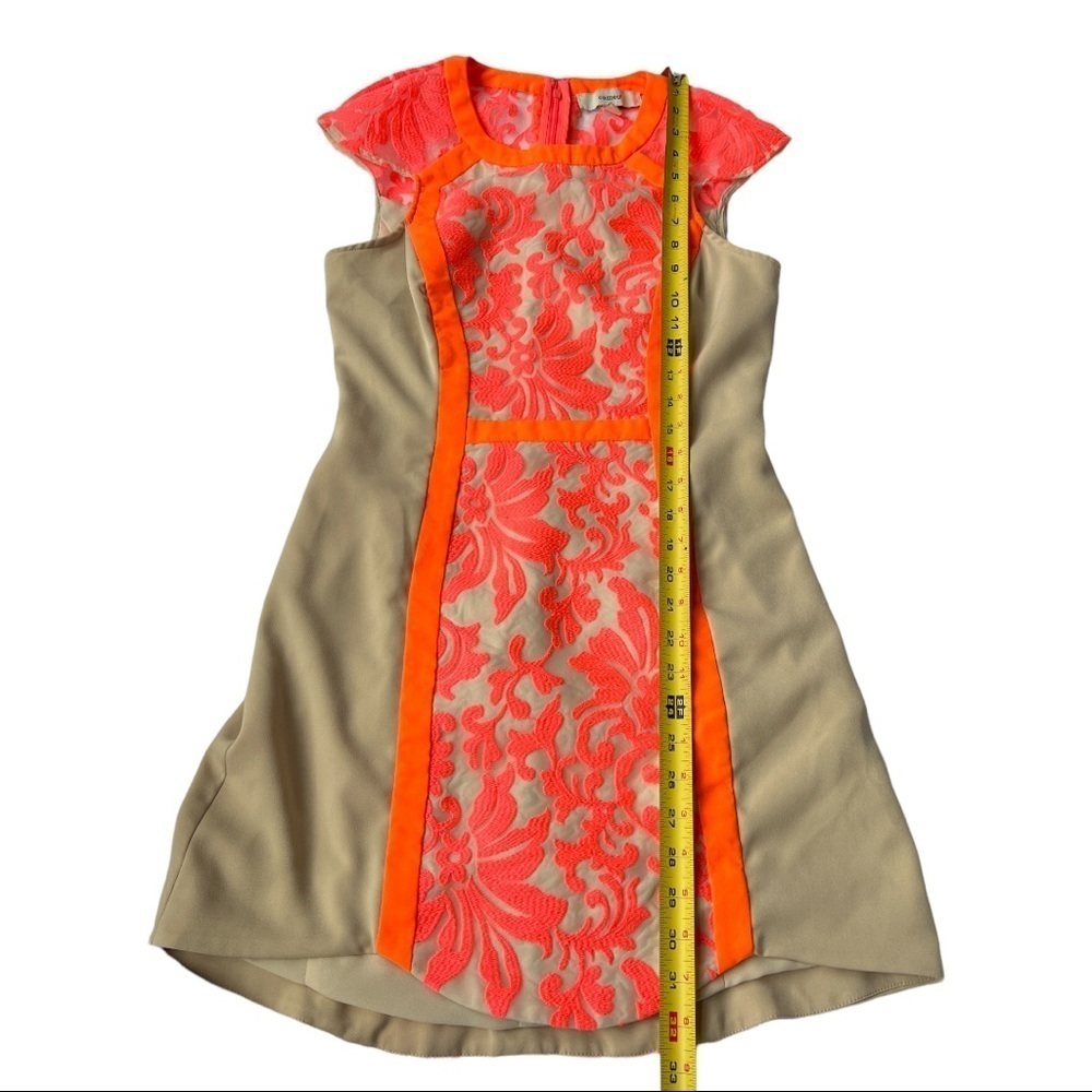 CAMEO WOMEN’S NEON PINK ORANGE EMBROIDERED DRESS SIZE M - Picture 12 of 13
